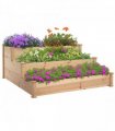 Wooden Raised Bed 3-Tier Planter Kit Elevated Plant Box 124x124x56cm