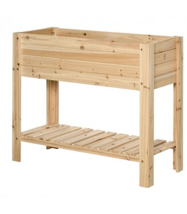 Wooden Raised Plant Stand Tall Flower Bed Box with Clapboard 100x40x84cm
