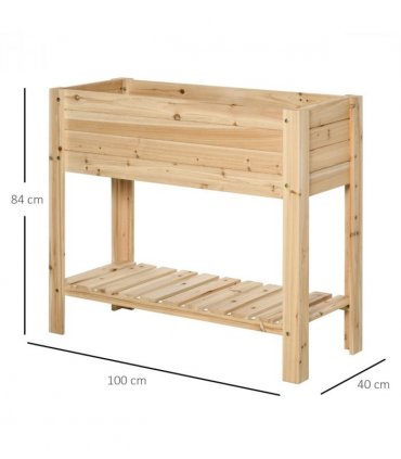 Wooden Raised Plant Stand Tall Flower Bed Box with Clapboard 100x40x84cm