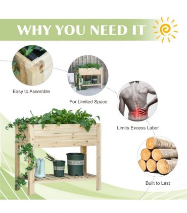 Wooden Raised Plant Stand Tall Flower Bed Box with Clapboard 100x40x84cm