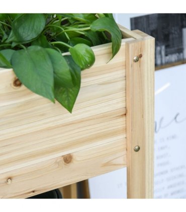 Wooden Raised Plant Stand Tall Flower Bed Box with Clapboard 100x40x84cm