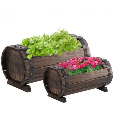2PCs Wooden Planter Box Flower Plant Pot Flower Beds Plant Box