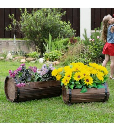 2PCs Wooden Planter Box Flower Plant Pot Flower Beds Plant Box