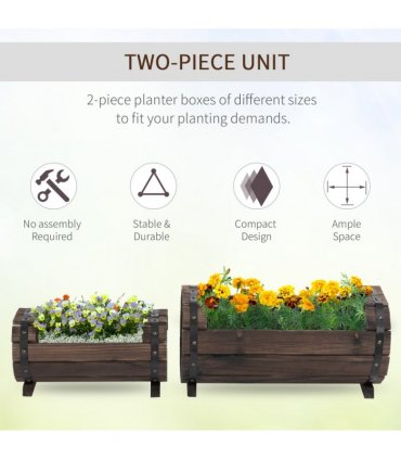 2PCs Wooden Planter Box Flower Plant Pot Flower Beds Plant Box