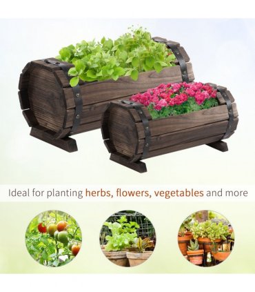 2PCs Wooden Planter Box Flower Plant Pot Flower Beds Plant Box
