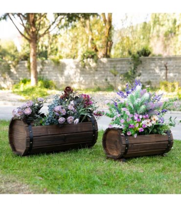 2PCs Wooden Planter Box Flower Plant Pot Flower Beds Plant Box