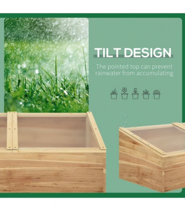 Wooden Cold Frame Greenhouse Grow House, 100 x 50 x 36 cm, Natural