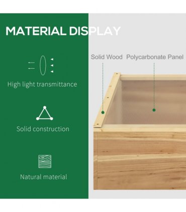 Wooden Cold Frame Greenhouse Grow House, 100 x 50 x 36 cm, Natural