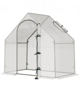 Walk-In Greenhouse Vegetable Plant Window Roll-Up 180 x 100 x 165cm, White