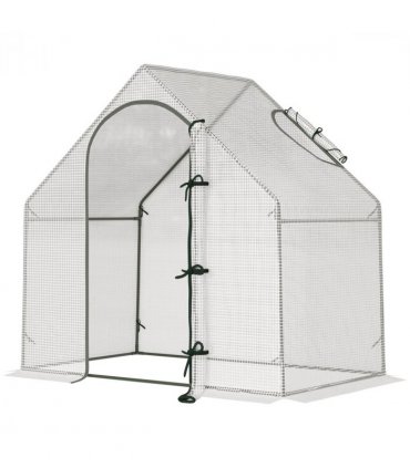 Walk-In Greenhouse Vegetable Plant Window Roll-Up 180 x 100 x 165cm, White
