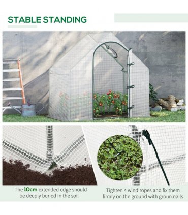 Walk-In Greenhouse Vegetable Plant Window Roll-Up 180 x 100 x 165cm, White