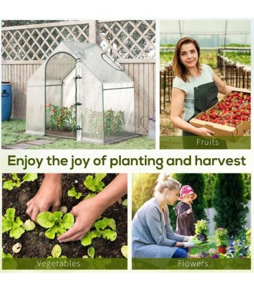 Walk-In Greenhouse Vegetable Plant Window Roll-Up 180 x 100 x 165cm, White