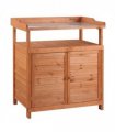 Outsunny 2 In 1 Potting Bench Table w/ Storage Cabinet and Galvanized Table Top