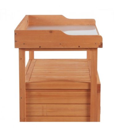 Outsunny 2 In 1 Potting Bench Table w/ Storage Cabinet and Galvanized Table Top