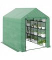 Poly Tunnel Steeple Walk in Greenhouse Removable Cover Shelves 244x180x210cm