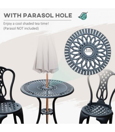 3 Pc Cast Aluminium Bistro Set