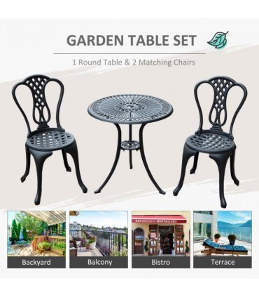 3 Pc Cast Aluminium Bistro Set