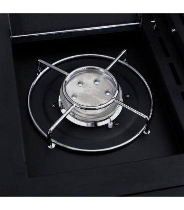 4 Gas BBQ Grill with Wheels, Steel-Black