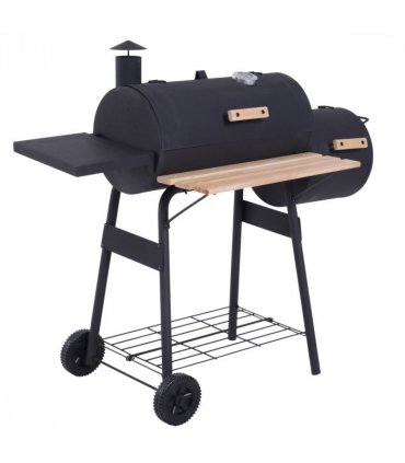 Portable Charcoal BBQ Grill Steel Offset Smoker Combo Backyard