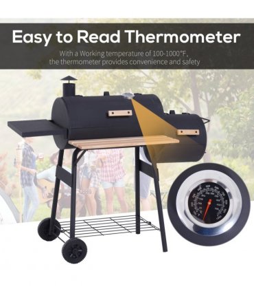Portable Charcoal BBQ Grill Steel Offset Smoker Combo Backyard