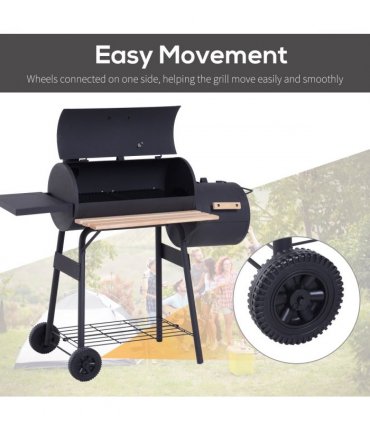Portable Charcoal BBQ Grill Steel Offset Smoker Combo Backyard