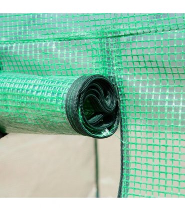 4x3x2m Tunnel Greenhouse Walk-In Hot House Roll Up Door & 6 Windows-Green