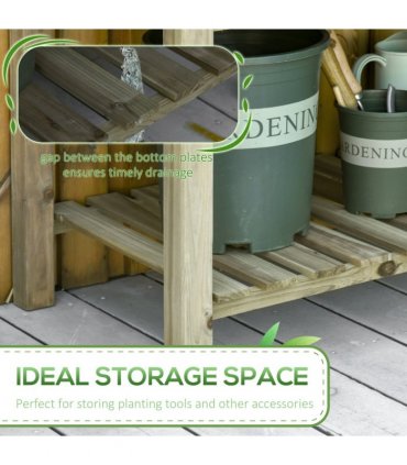 Raised Garden Bed with Legs and Storage Shelf, Elevated Wooden Planter Box,
