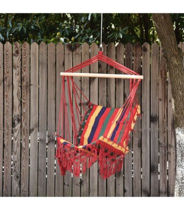 Hammock Chair Swing Colourful Striped Seat Porch Indoor Outdoor Hanging Beach