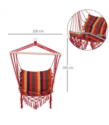Hammock Chair Swing Colourful Striped Seat Porch Indoor Outdoor Hanging Beach