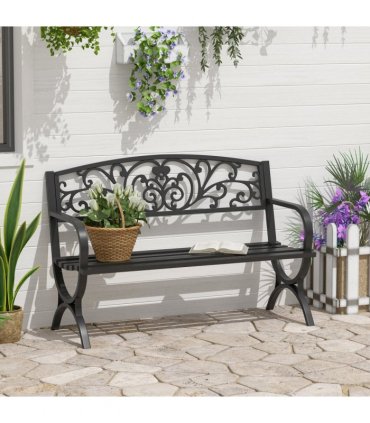 Garden Bench, Steel-Black