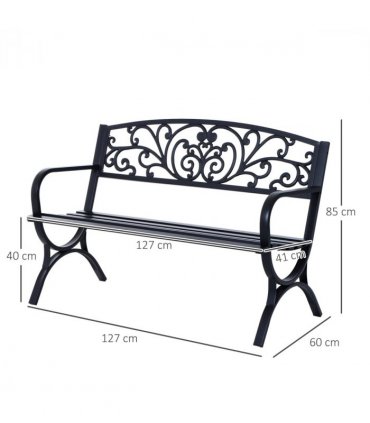 Garden Bench, Steel-Black