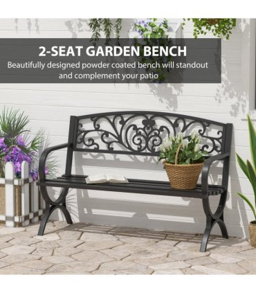 Garden Bench, Steel-Black