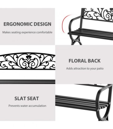 Garden Bench, Steel-Black
