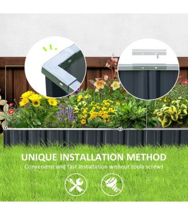 Metal Raised Garden Bed Steel Planter Box A Pairs of Glove 258cmx90cm