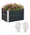 Raised Garden Bed, Elevated Planter Box & Gloves, Grey