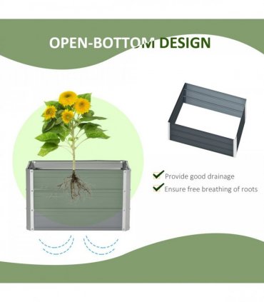 Raised Garden Bed, Elevated Planter Box & Gloves, Grey