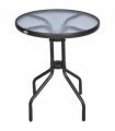 60 70H cm Round Metal Table, Tempered Glass-Black
