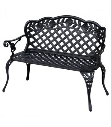 Garden Bench, Cast Aluminium, 107Lx58Wx85H cm-Black