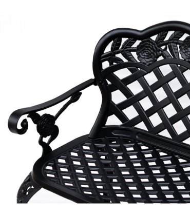 Garden Bench, Cast Aluminium, 107Lx58Wx85H cm-Black