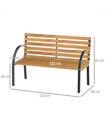 Garden Bench, 122Lx60Wx80H cm-Steel/Wood