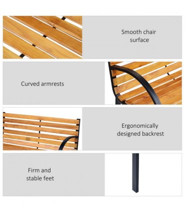 Garden Bench, 122Lx60Wx80H cm-Steel/Wood