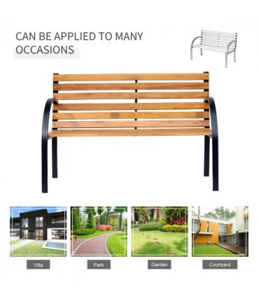 Garden Bench, 122Lx60Wx80H cm-Steel/Wood
