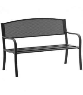 2 Person Garden Bench, Steel-Black