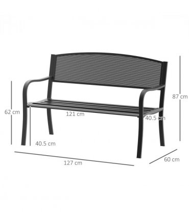 2 Person Garden Bench, Steel-Black