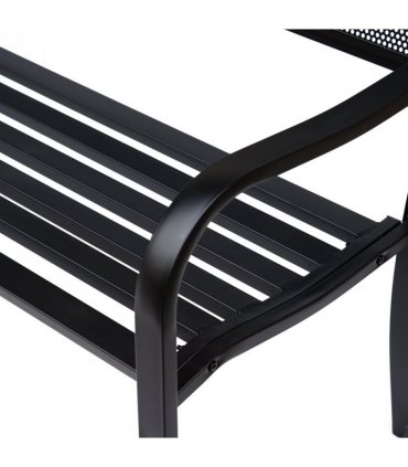 2 Person Garden Bench, Steel-Black