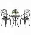 Cast Aluminium 2-Seater Outdoor Garden Table & Chair Set Brown