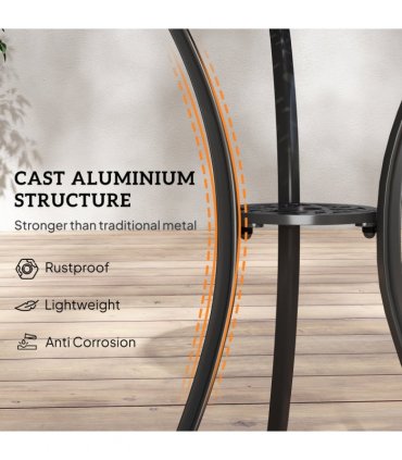 Cast Aluminium 2-Seater Outdoor Garden Table & Chair Set Brown