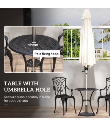 Cast Aluminium 2-Seater Outdoor Garden Table & Chair Set Brown