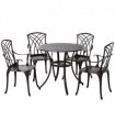 Cast Aluminium 4-Seater Outdoor Garden Table & Chair Set Brown
