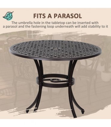 Cast Aluminium 4-Seater Outdoor Garden Table & Chair Set Brown